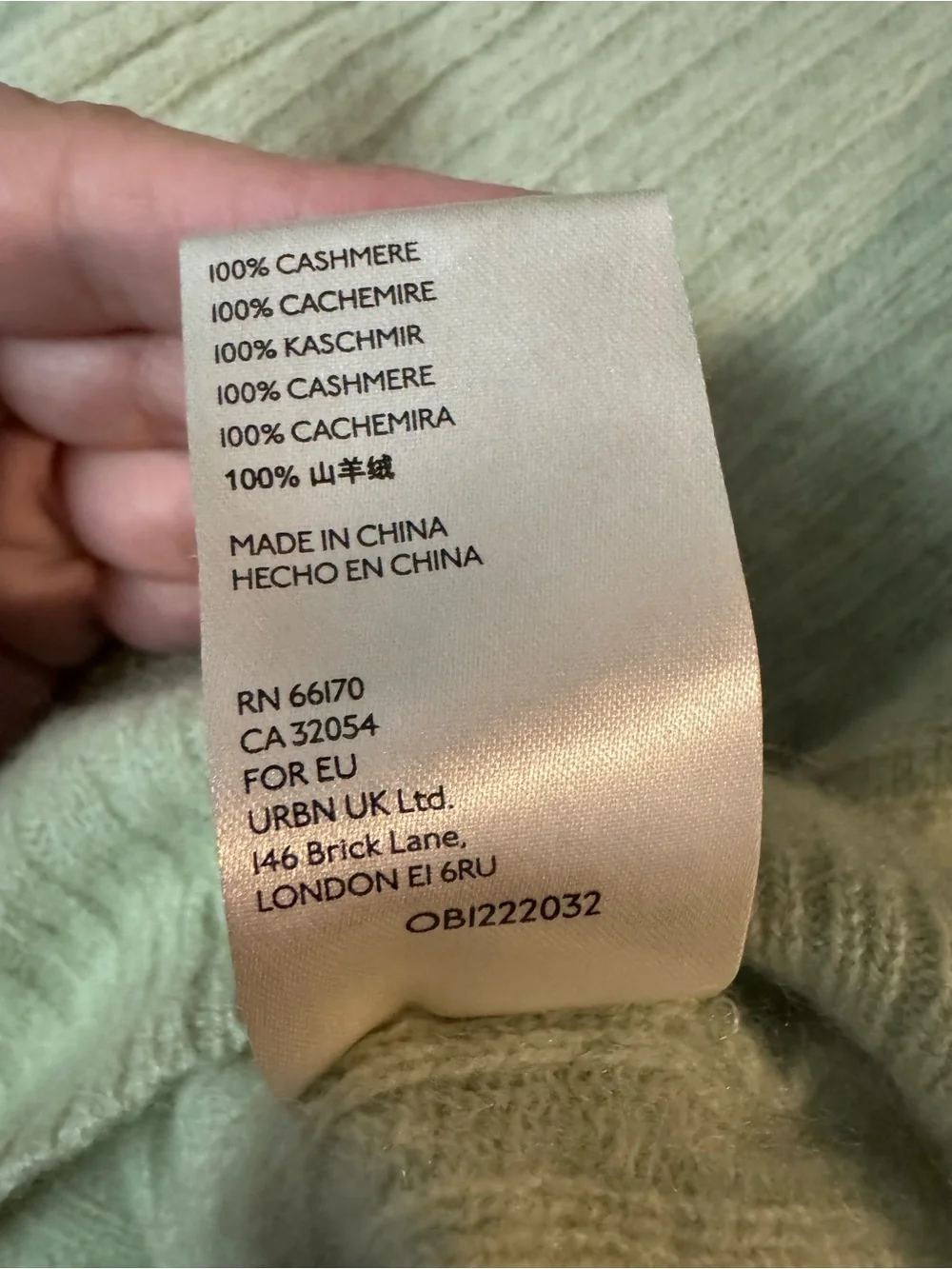 Free People 100% Cashmere Cropped Ribbed V-Neck Sweater in Mint Green Small - Picture 5 of 7